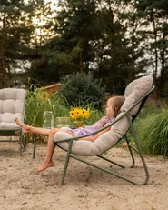 Garden Lounge Set with Table 4 Seater MOLVENO Metal Beige/ Green_1109552