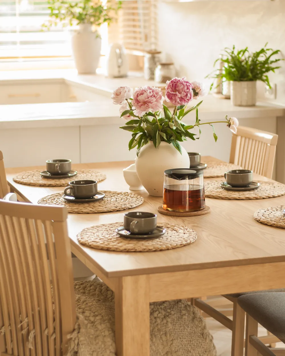 Set of 8 Cups with Saucers COSTMARY Stoneware Grey_1005679