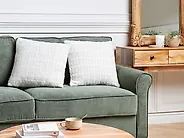 Set med 2 prydnadskuddar DOURIS 45 x 45 cm Ljusbeige Rutigt tryck_1178814