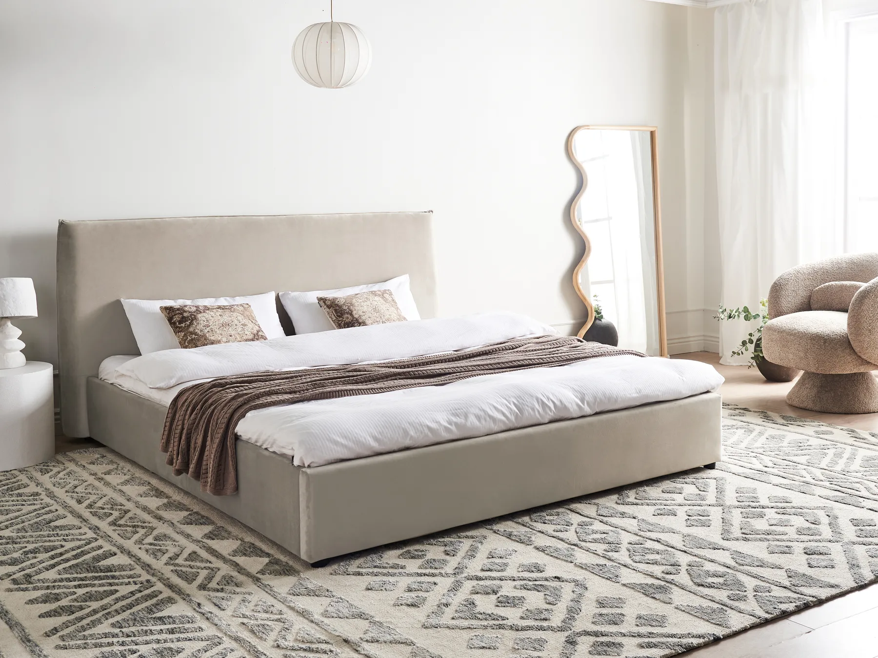 Waterbed Velvet LAVAUR 180 x 200 cm (EU Super King) Taupe_985796