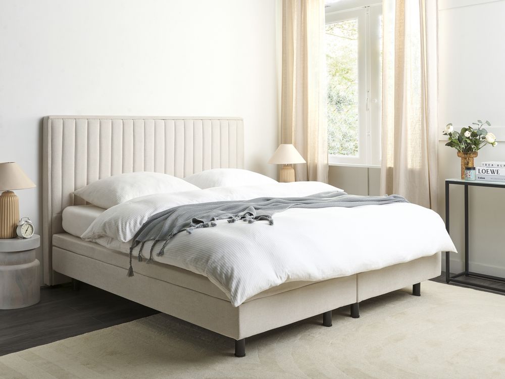 Adjustable Bed Fabric DUKE II 180 x 200 cm (EU Super King) Light Beige