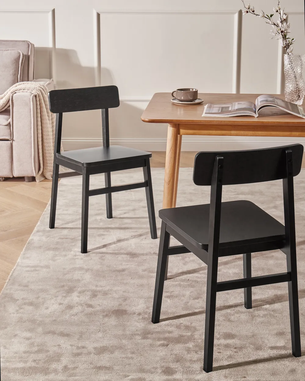 Set of 2 Dining Chairs GORRE Wood Black