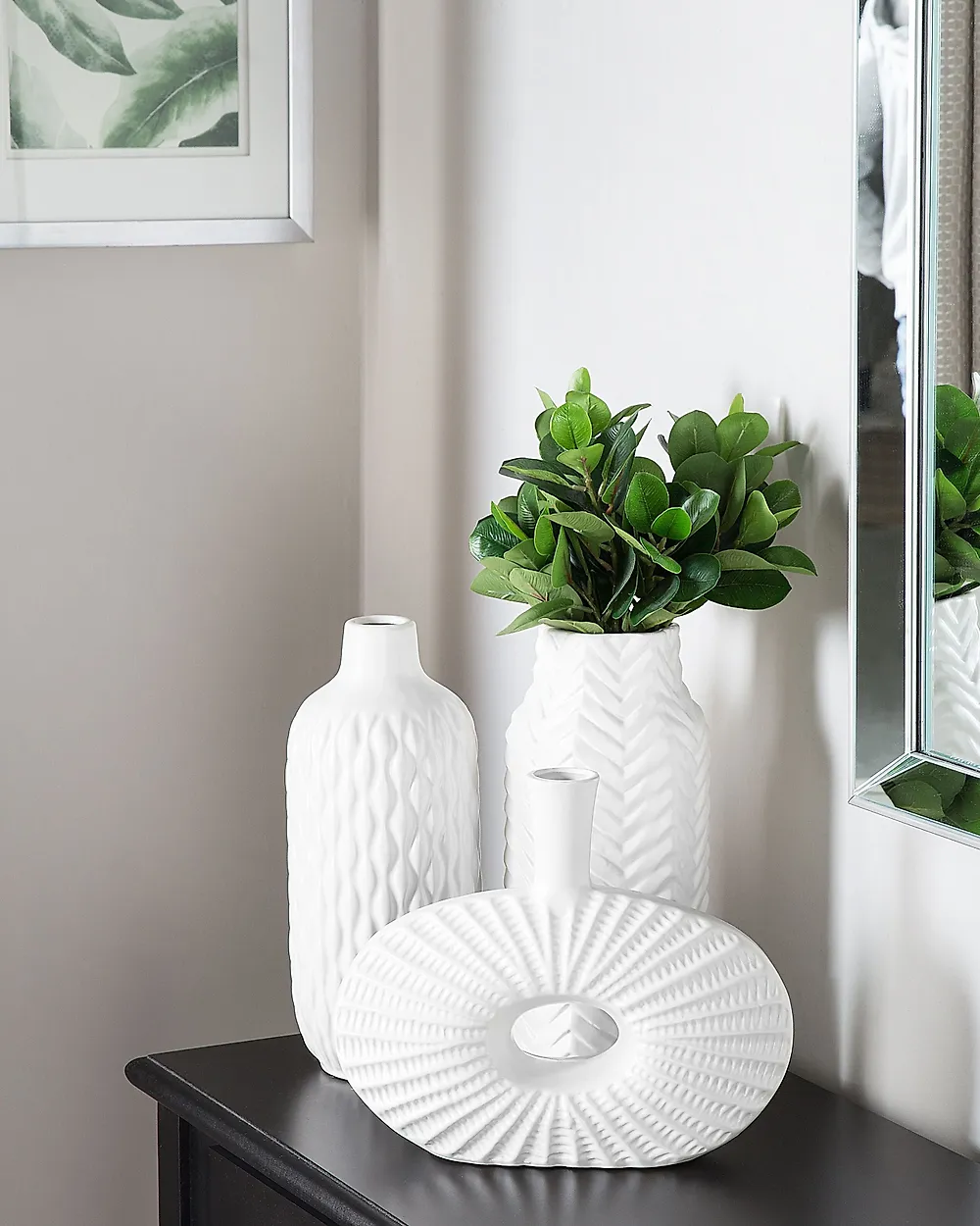 Decorative Vase XANTHOS 32 cm Stoneware White_1177749