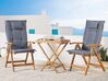 Bistro Set with Cushions Folding JAVA Acacia Wood Blue