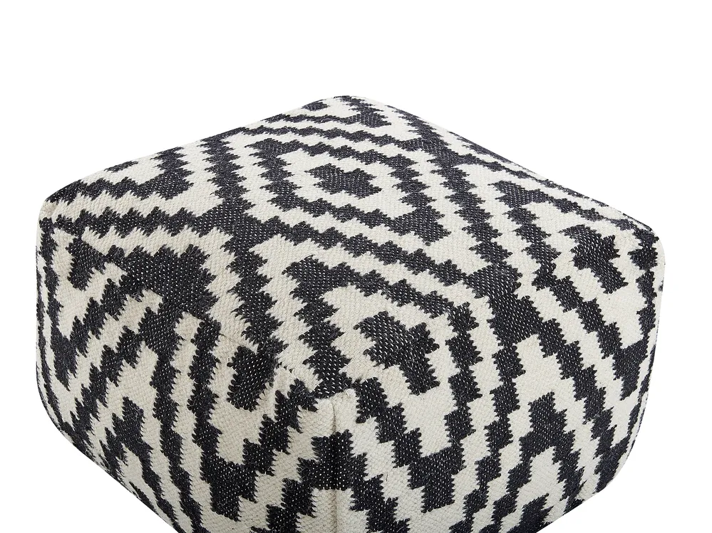 Sittpuff KNIDOS Ull Svart/ Vit_826646