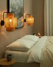 Set of 2 Wall Lamps JAMMA Paper Rope Natural_899947