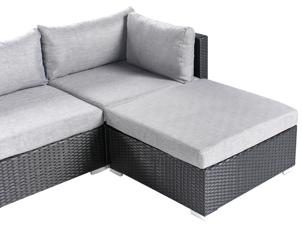 Garden Corner Sofa with Table 4 Seater SANO PE Rattan Black Left Hand_975974