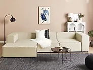 Modular Corner Sofa APRICA Faux Linen Beige Right Hand_1174060