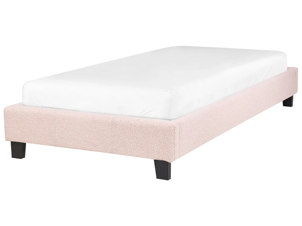 Bed without Headboard Boucle ROANNE 90 x 200 cm (EU Single) Pastel Pink_903070
