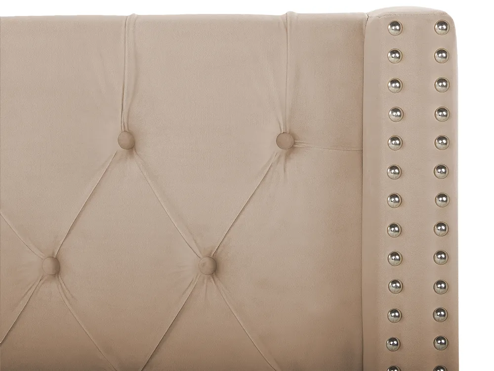 Ottoman Bed LUBBON Velvet Beige 160 x 200 cm (EU King Size)_772955