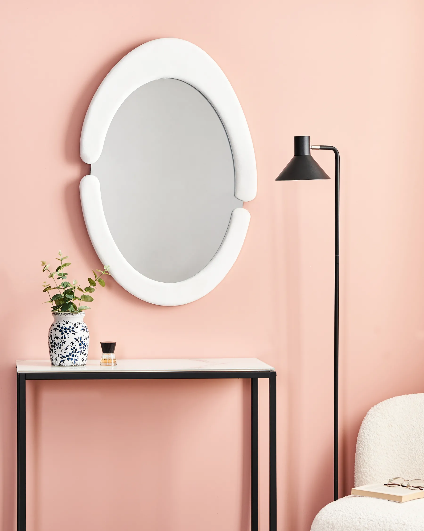 Wall Mirror MASSAY 53 cm 90 cm Velvet White_946210