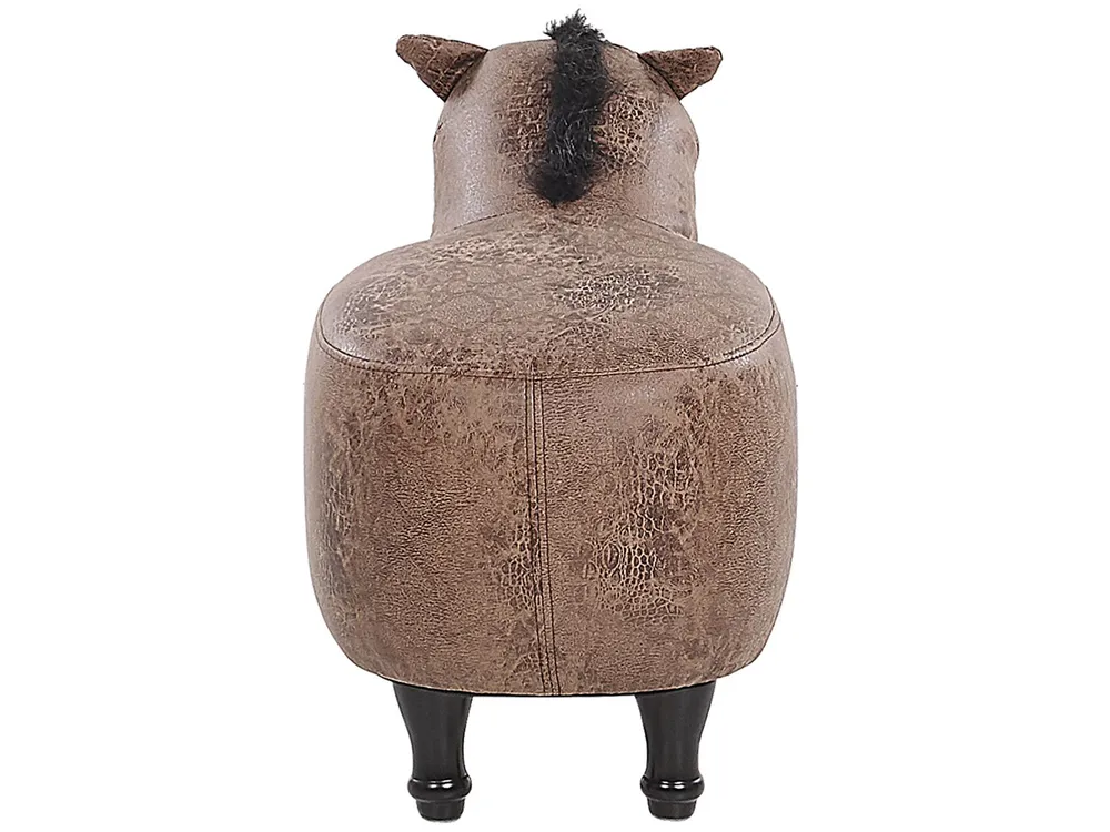 Animal Stool HORSE Horse Faux Leather Light Brown_783194