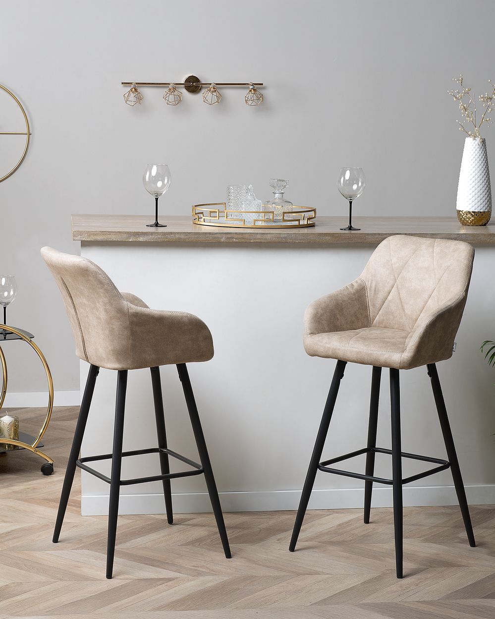 Sett med 2 barstoler DARIEN Beige
