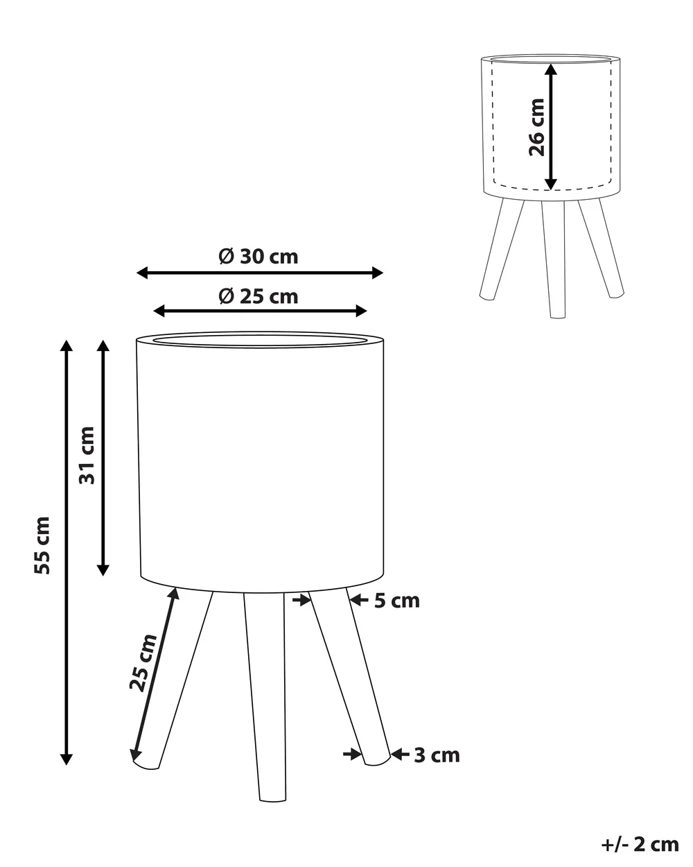 Korotettu kukkaruukku NAUSA 30 cm Vaaleanharmaa_808770