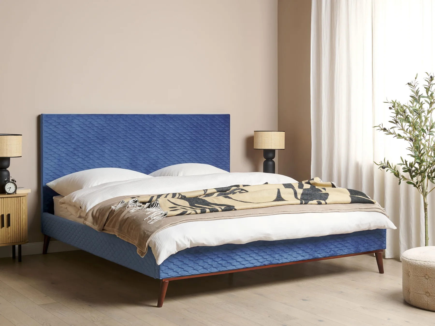 Bed Velvet BAYONNE 180 x 200 cm (EU Super King) Blue_901375