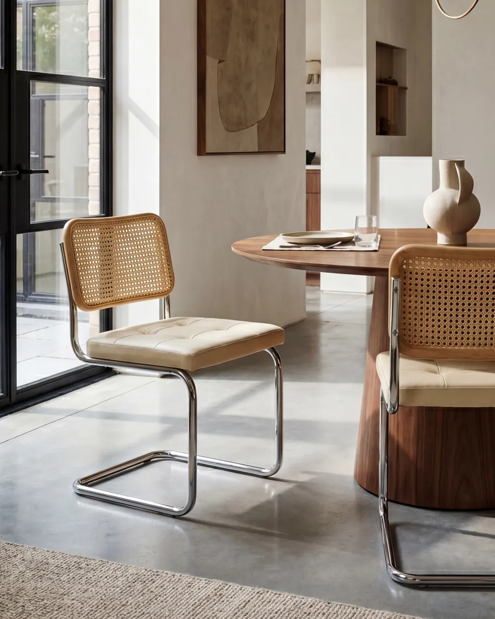 Set of 2 Dining Chairs ETHETE Faux Leather Light Beige