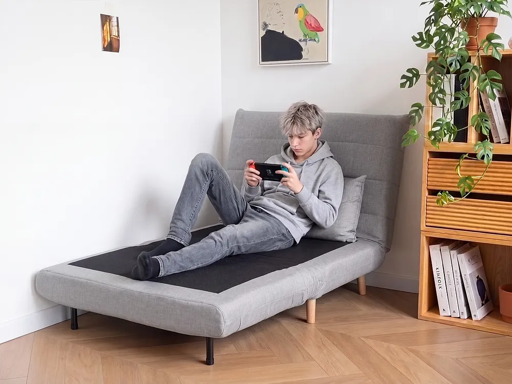Single Sofa Bed SETTEN Fabric Light Grey_1153732