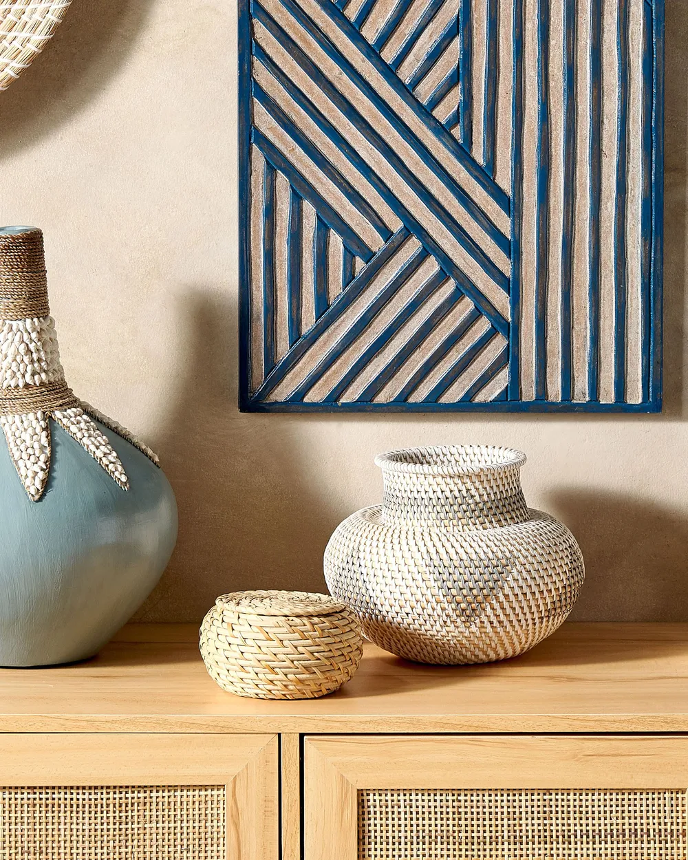 Decorative Vase ASAHAN 22 cm Rattan Natural