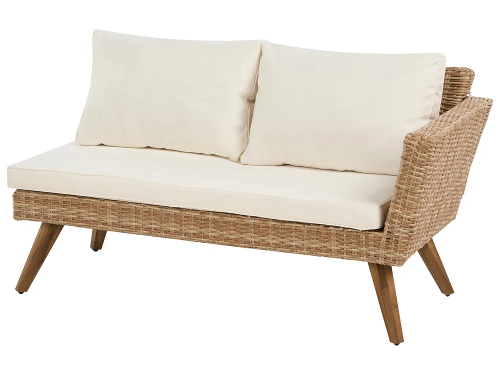 Garden Corner Sofa with Table 6 Seater VITTORIA PE Rattan Off-White_1090676