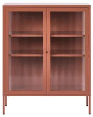 Glass Display Sideboard LERRYN 90 cm Metal Golden Brown_1068976