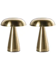 Set med 2 trådlösa LED-bordslampor KULFO med dimmer Metall Guld_1042344