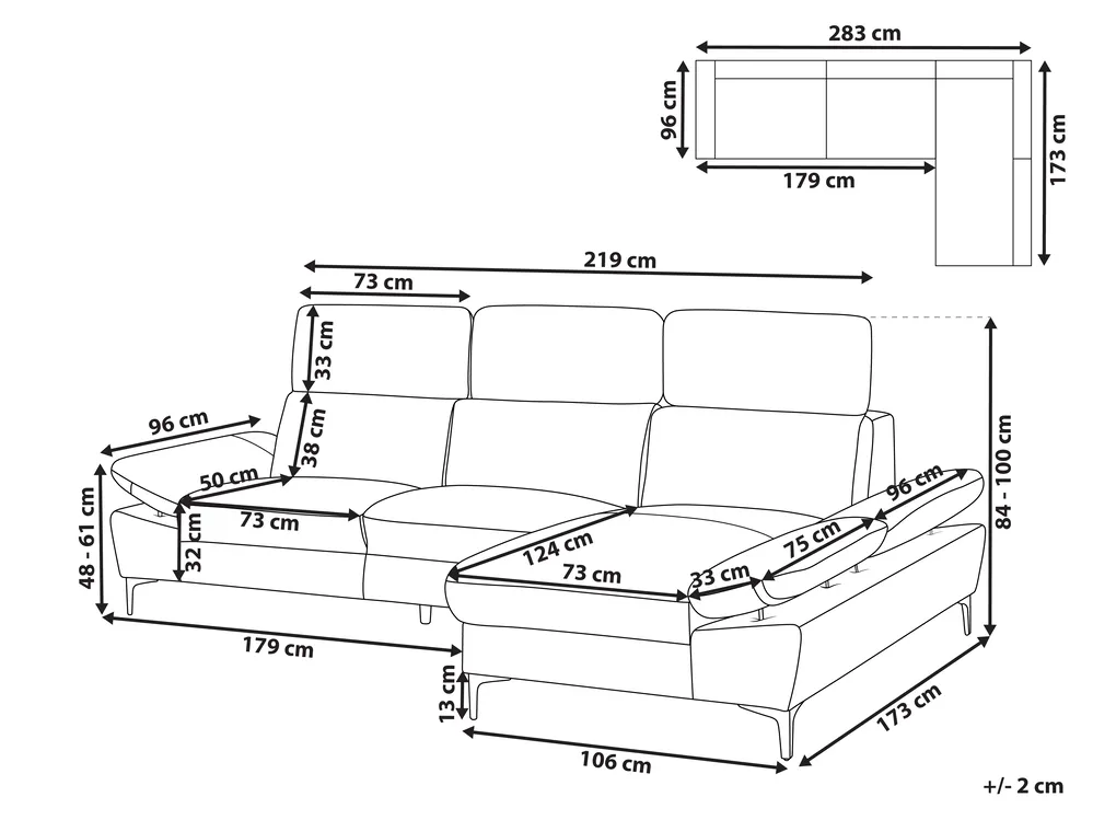 Corner Sofa 4 Seater FARILA Adjustable Leather Taupe Left Hand_959853