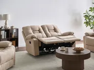 Manual Recliner Sofa 2 Seater BERGEN Fabric Beige_1064852
