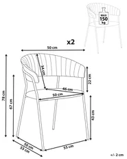 Set of 2 Dining Chairs MARIPOSA Velvet Pink_871968