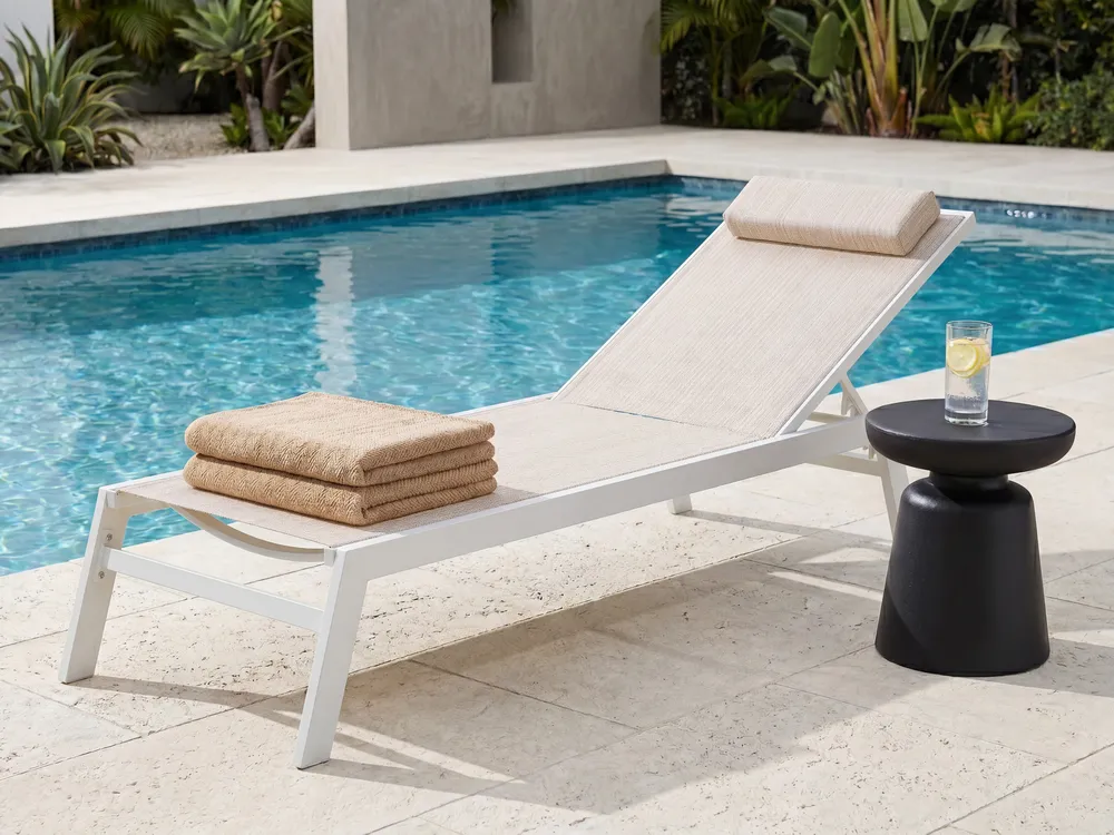 Sun Lounger CATANIA Reclining Metal Beige