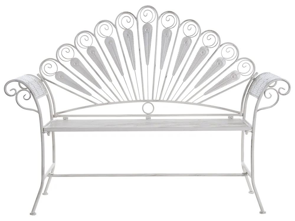 Bistro Set with Bench PAVIA Metal Off-White_1046364