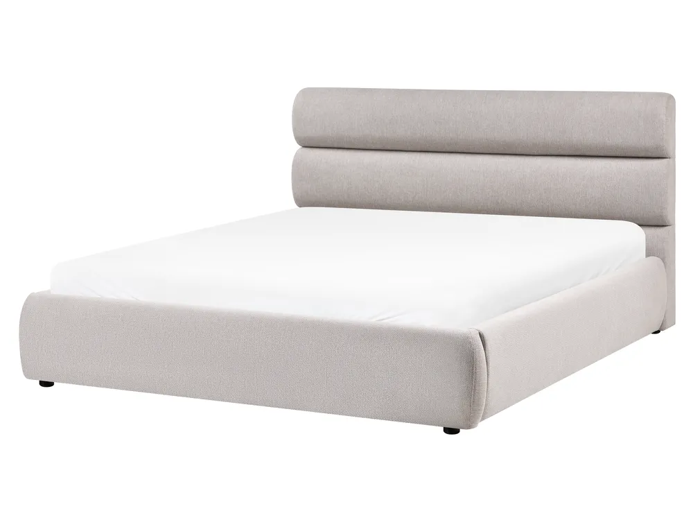 Ottoman Bed BONIFACIO Faux Linen Grey 160 x 200 cm (EU King Size)_1064279