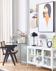 Glass Display Sideboard NEWPORT 115 cm Metal White_852754