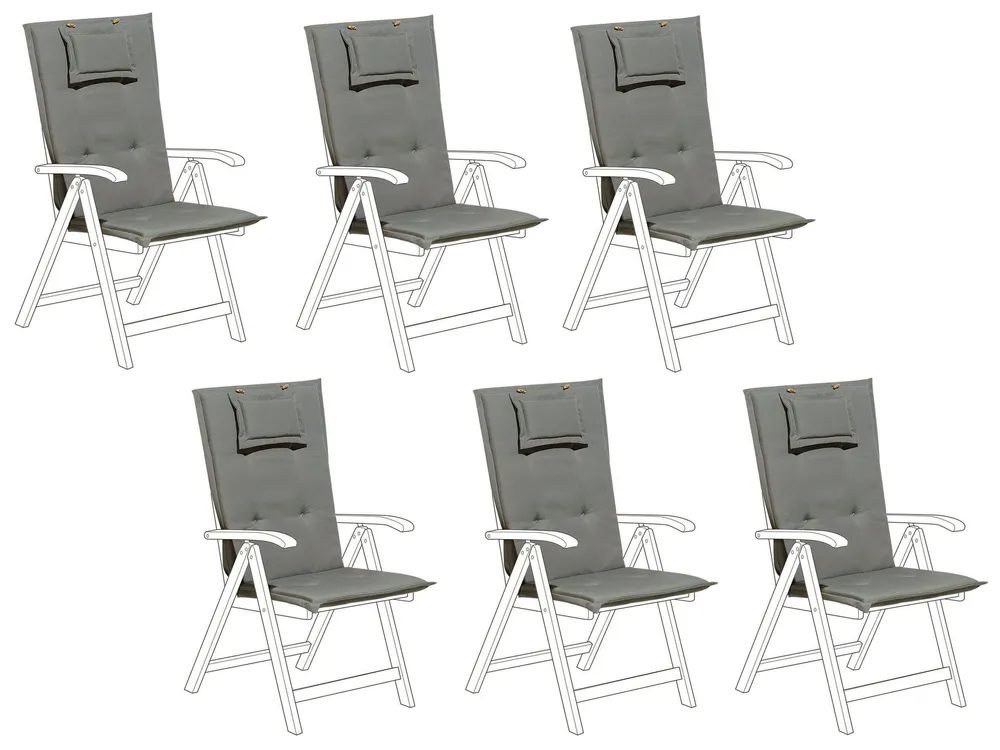 Set of 6 Back/Seat Cushions JAVA/AMANTEA 50 x 70 cm Grey