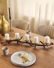 Candle Holder CLEONAE 7 cm Metal Brown_823102