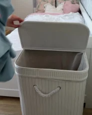 Laundry Basket KALUTARA Bamboo White 72 L_1056959