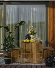 Trädgårdsbänk BELLANO 105 cm Akaciaträ Brun_936395