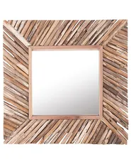 Wall Mirror KANAB 60 cm 60 cm Teak Wood Brown_759134