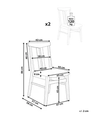 Set med 2 matstolar AVALON Trä Ljusbeige_952338