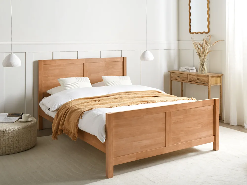 Bed Wood CHAMPAGNAT 140 x 200 cm (EU Double) Light Brown
