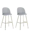 Set of 2 Bar Chairs ARCOLA Velvet Light Grey
