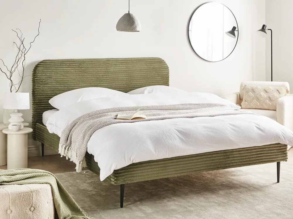 Bed Corduroy FLAYAT 160 x 200 cm (EU King Size) Green