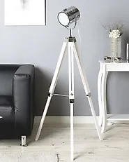 Floor Lamp ALZETTE Pine Wood White_1177518