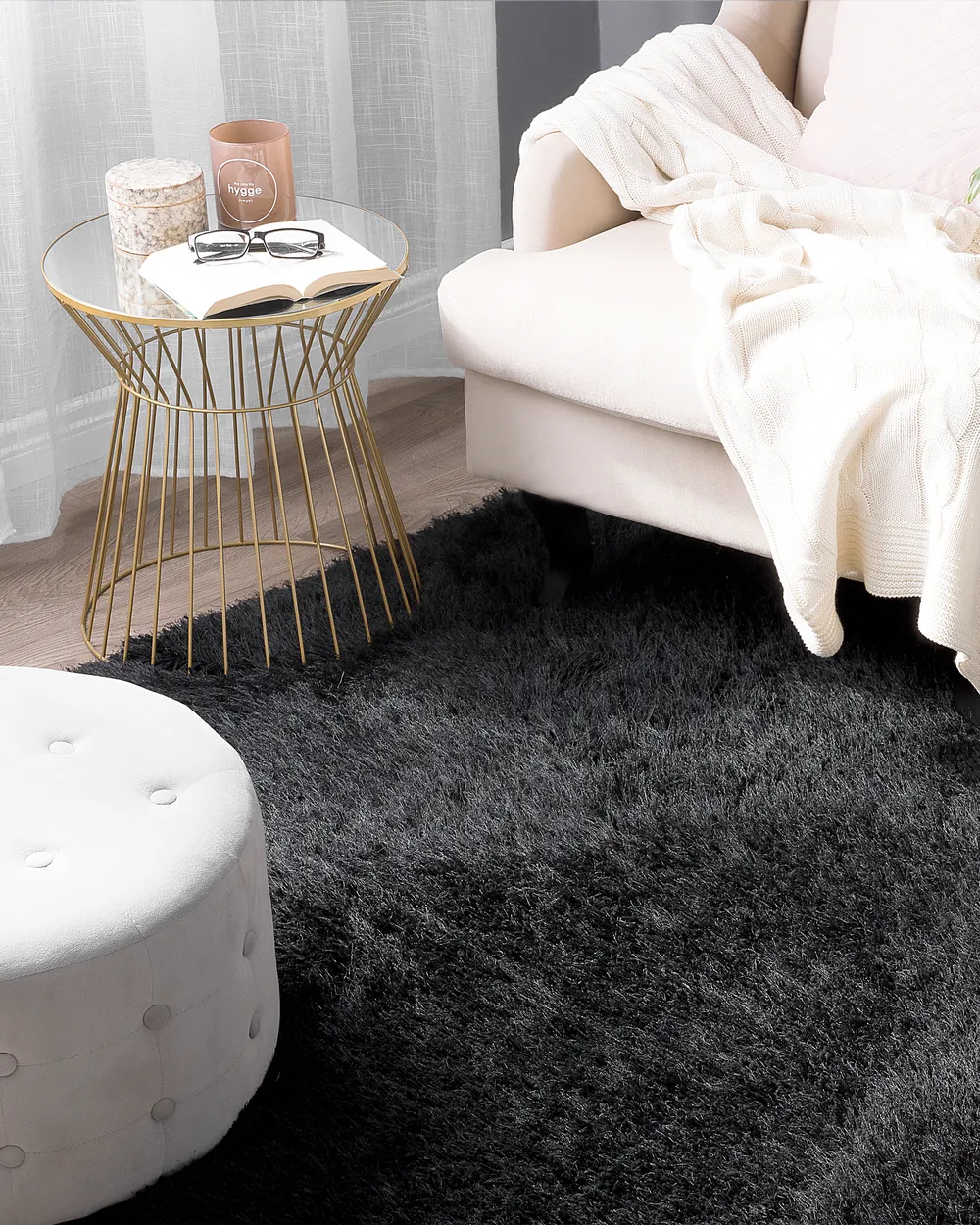 Shaggy Rug CIDE Black 160 x 230 cm