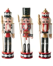 Set of 3 Figurines RICKLEAN 30 cm Nutcracker Red/ White_1027631