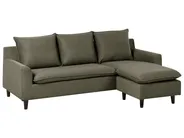 Corner Sofa 3 Seater ELVENES Velvet Dark Green Left Hand_966788