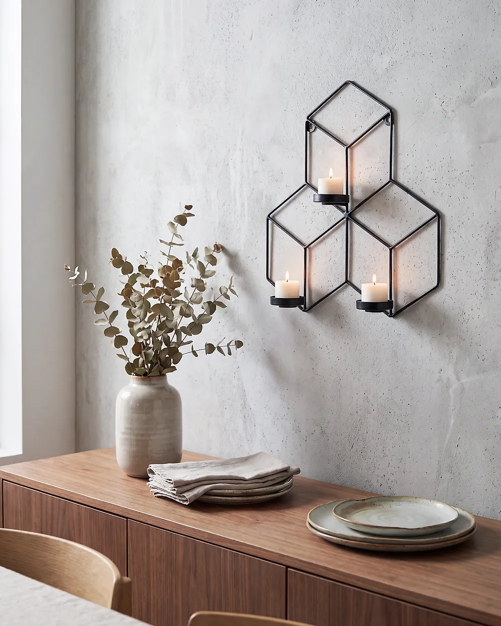 Wall Candle Holder TAROUCA 31 cm Metal Black_1179024