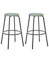 Set of 2 Bar Stools MORTON Velvet Mint Green