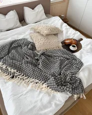 Blanket CHYAMA Cotton 200 x 220 cm Black_974880