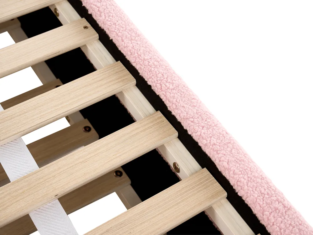 Utdragbar säng Bouclé ALBIAC 90 x 200 cm Pastellrosa_1069073