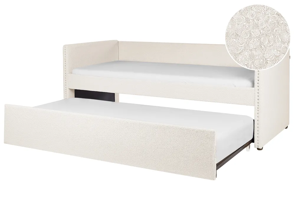 Trundle Bed Boucle TROYES 90 x 200 cm (EU Single) Light Beige